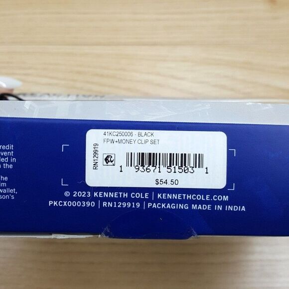 Kenneth Cole Reaction Mens Black Bifold Leather Wallet & Money Clip Set - Picture 5 of 6